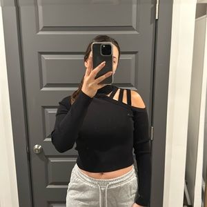 Superdown mock neck top with cutouts